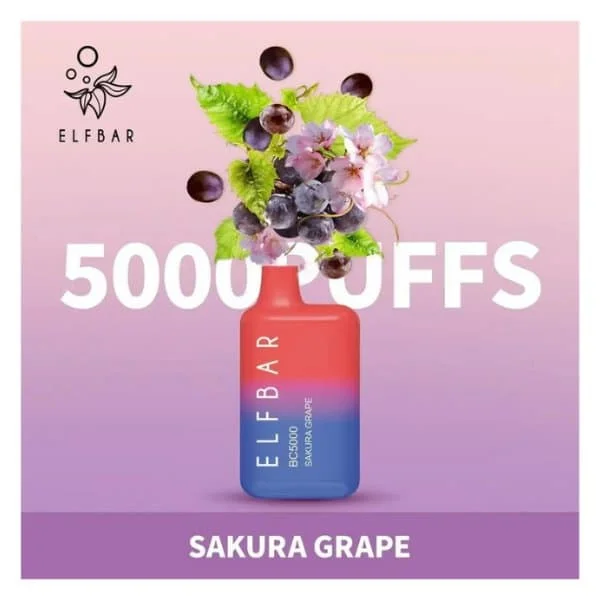 Elf Bar BC5000 Puffs Disposable Vape 5% _ Sakua Grape | elf cosmetics