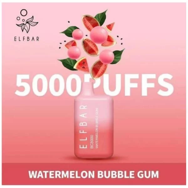 Elf Bar BC5000 Puffs Disposable Vape 5% _ Watermelon Bubble Gum | Elf uae