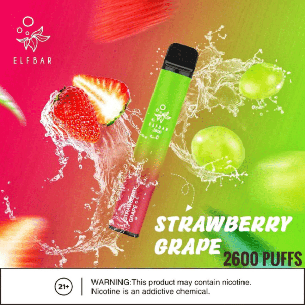 Best Elf Bar 2600 Puffs Strawberry Grape 20mg Disposable Vape in UAE _ Elf bar 2600 puffs flavors